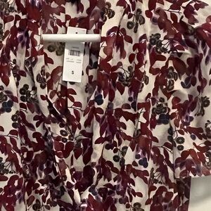 Ann Taylor Burgundy and Purple Floral Blouse